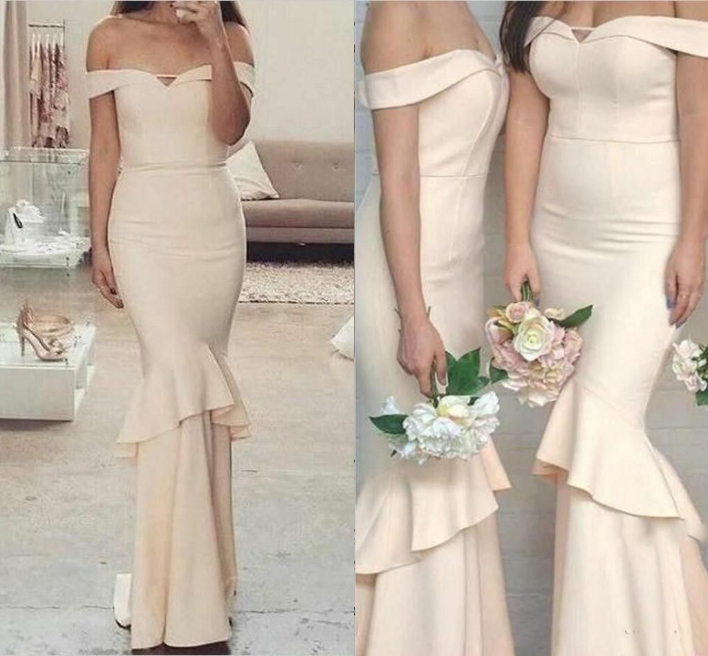 cream bridesmaid dresses long