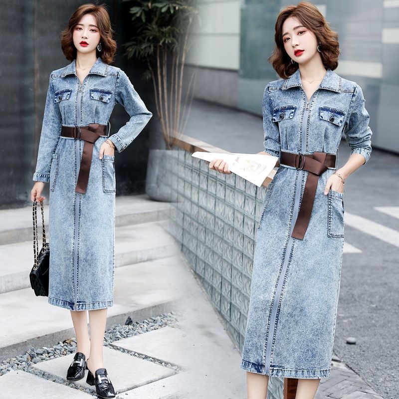 mid length denim dress