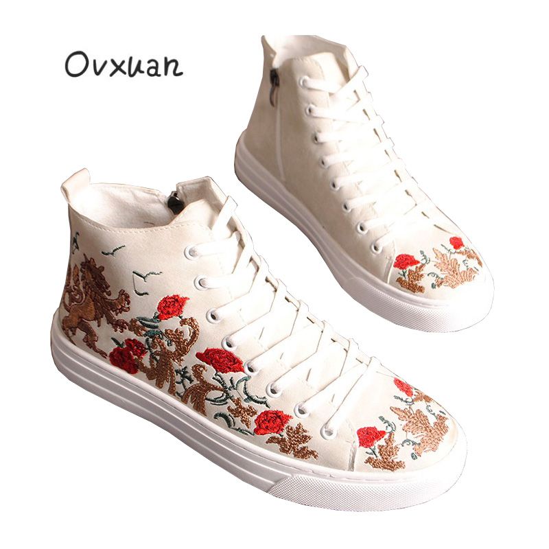 embroidered flat boots