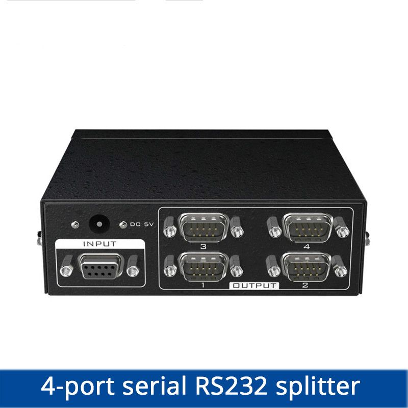 Rs232 splitter 4 port db9 serial splitter 1 in 4 out support