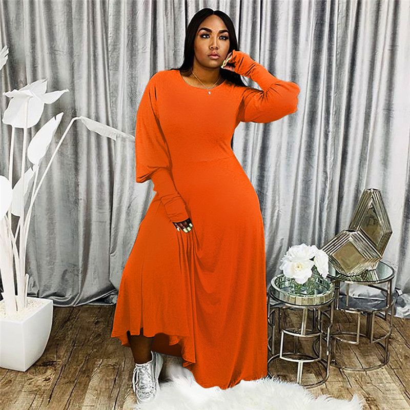 Compra Plus Tamaño De Las Mujeres Vestidos Maxi Faldas Largas De La Manga  Vestido De Cuerpo Sólido De Color Caída Vestido De Ropa De Invierno Suelo  Flojo Ocasional Del Envío Gratis S