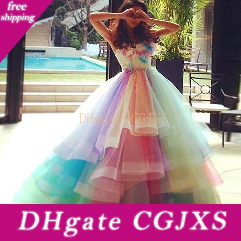 rainbow prom dress