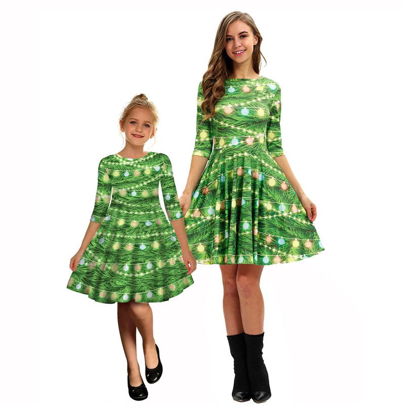 mother and daughter matching christmas dresses