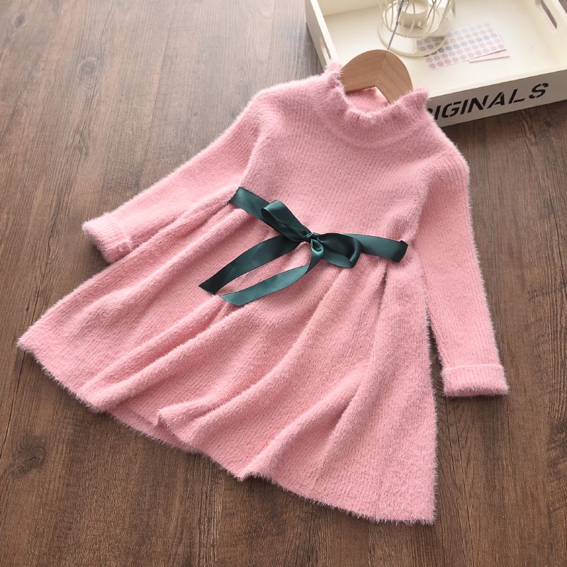 girls pink sweater dress