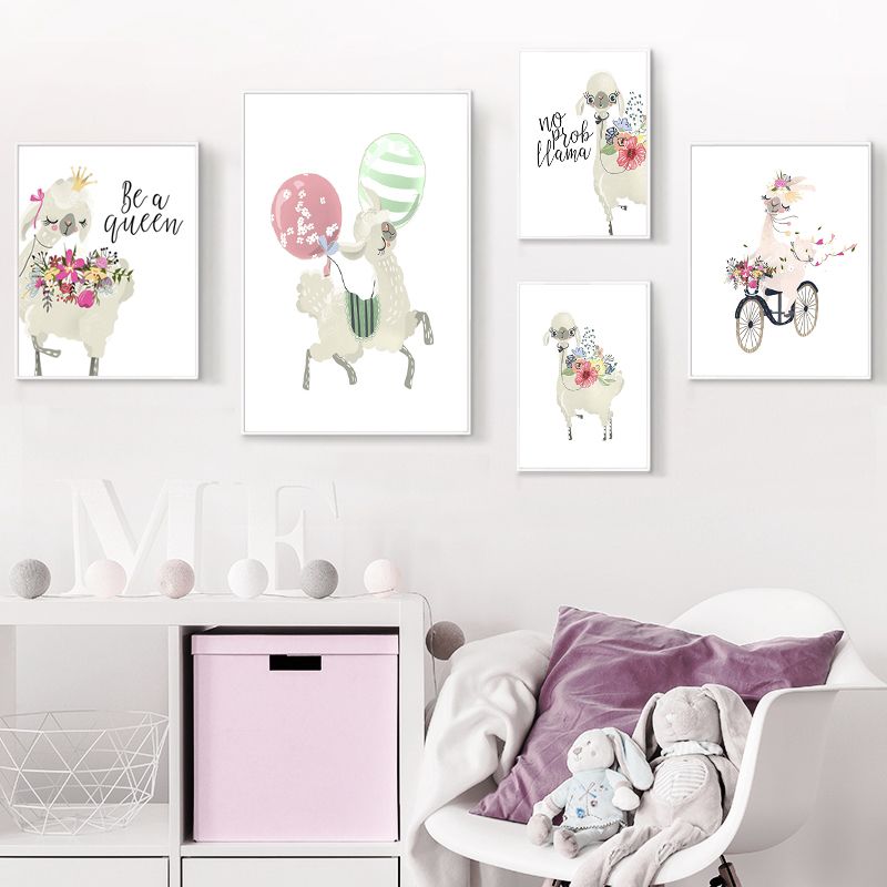 Llama Quotes Painted Canvas Nursery or Kids Room Wall Decor 