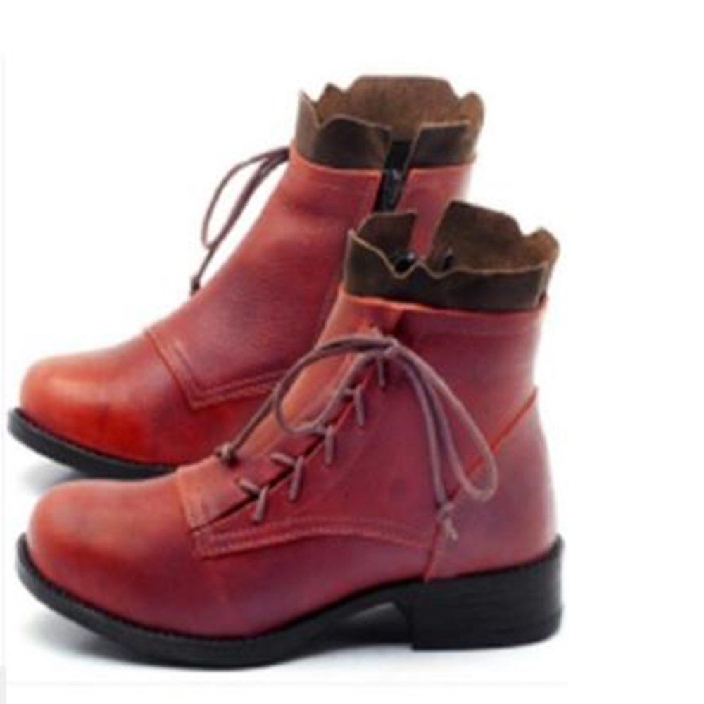 women's boots with laces and zipper