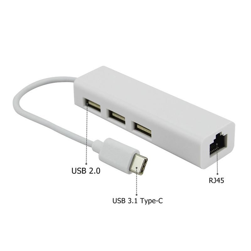 Compre CgjxsUsb3 0.1 Tipo C C USB Con Conector RJ45 Para Lan Ethernet  Adapter Con 3 Puerto USB 0.1 3 Tipo C Aguja Hub USB Para El Cuaderno A 8,05  € Del Momopao | DHgate.Com