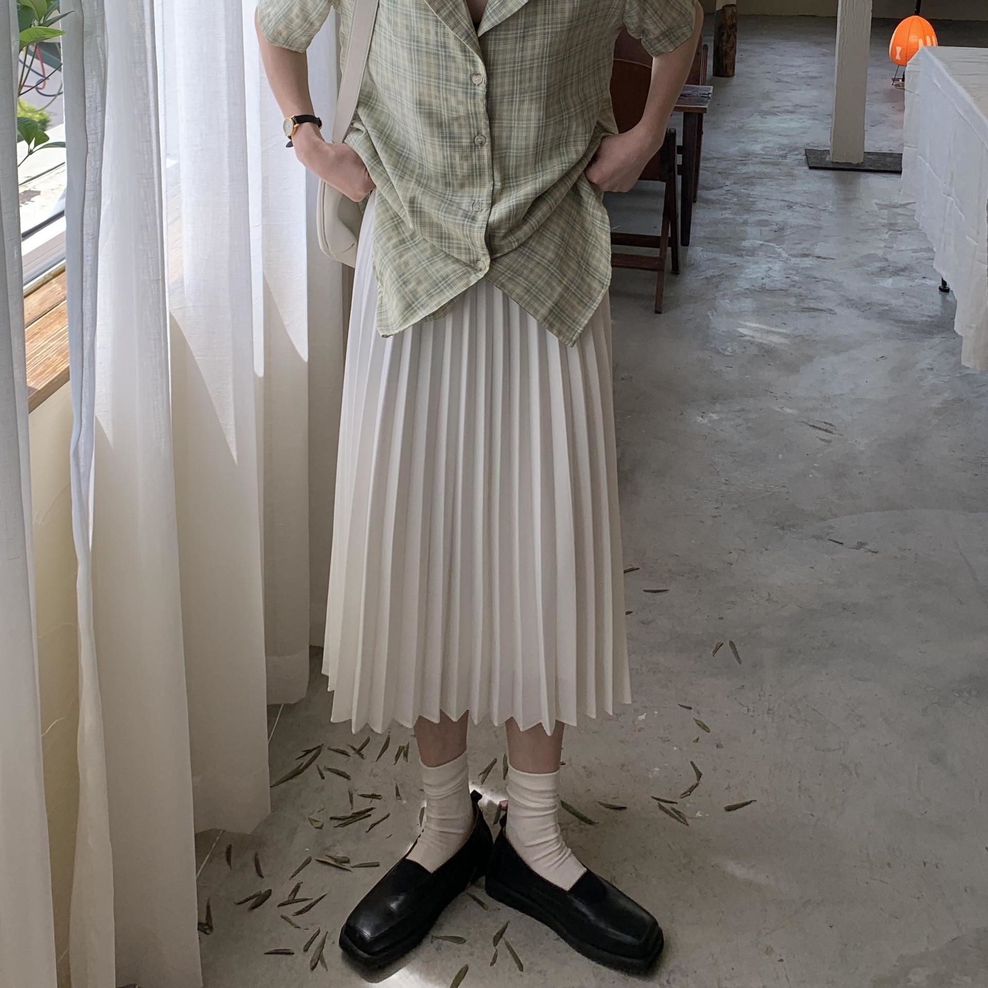 white dress pleated skirt