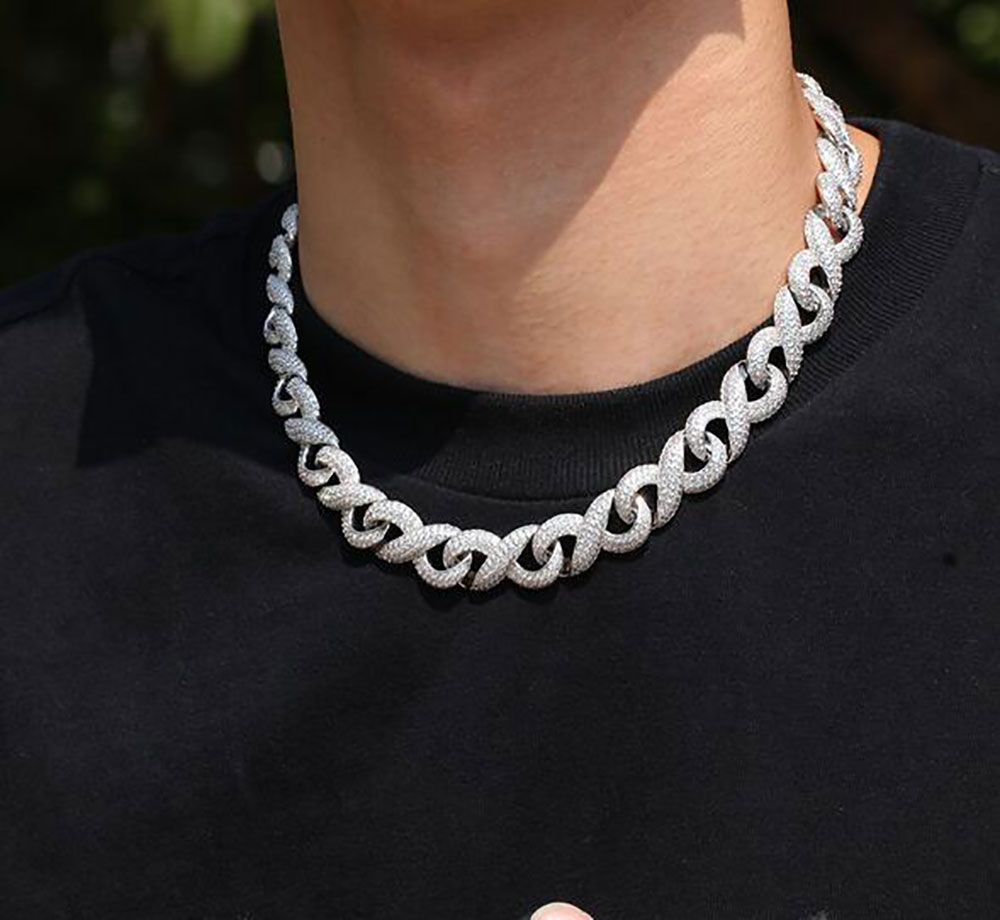Gold 15MM INFINITY LINK CHAIN ICED 