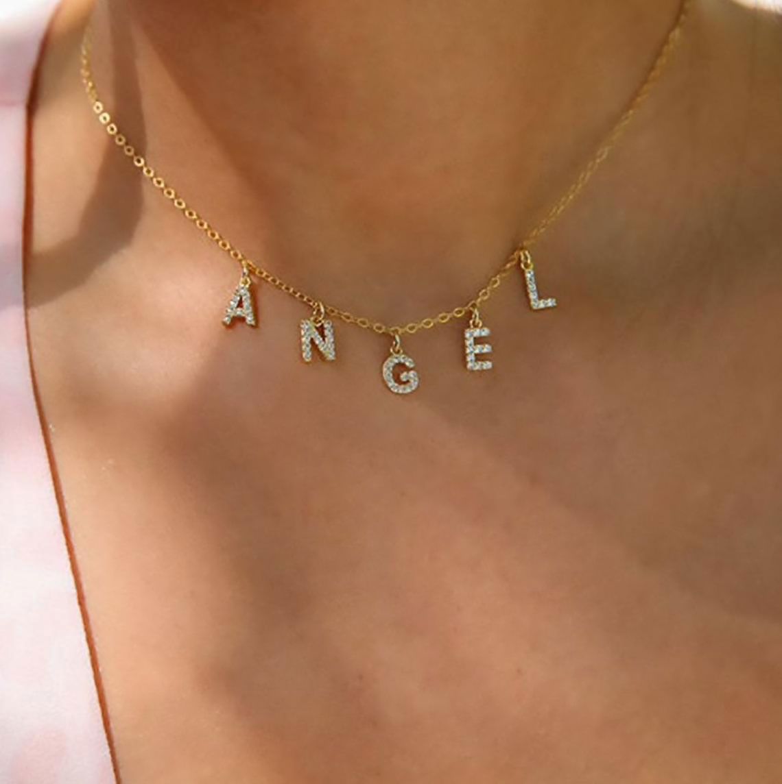 Spaced Initial Name Necklace Charm 