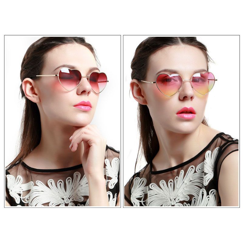 Gafas de sol sin marco en forma de corazón de cristalmujer Gafas de sol sin marco en forma de corazón de cristalmujer