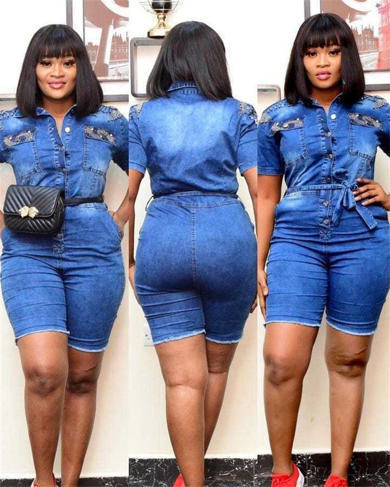 Plus size denim romper Clearance