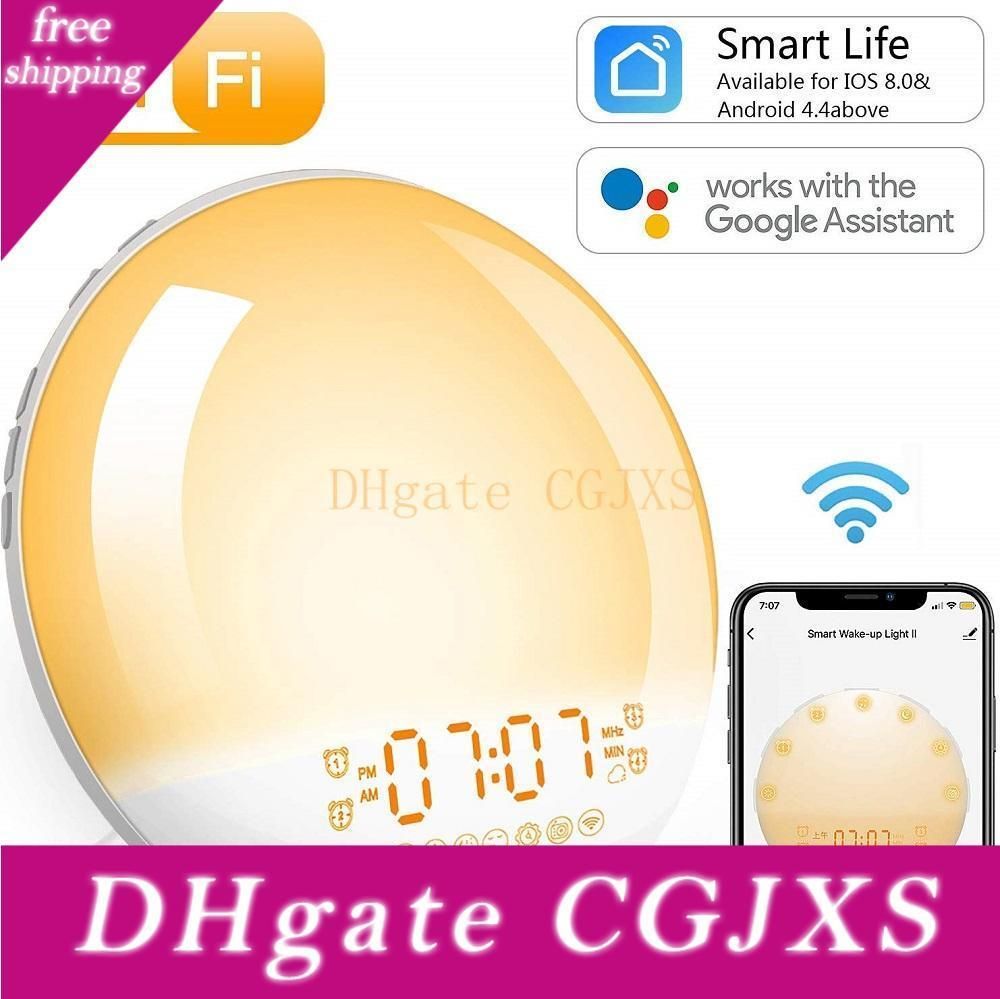 Sunrise Alarm Clock Wake Up Light Smart Wifi Simulation Digital Led Clock Supports App Control With Fm Radio Bedside Night Light From Efwsssss 31 69 Dhgate Com