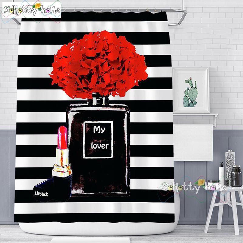2020 Flowers Perfume Lipstick Printed Decor My Bath Waterproof Shower With Hooks Quality Favorite High Curtains Bathroom Products Yuvfb From Homes2011 13 62 Dhgate Com