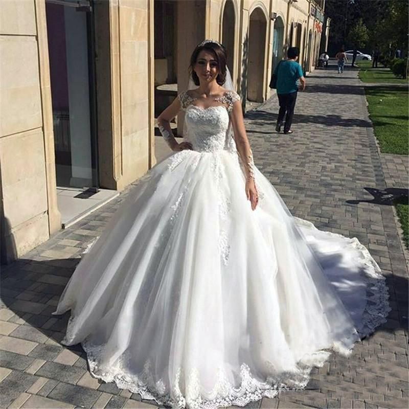 Compra Además Modesto Tamaño De La Bola Vestidos De Novia Vestido 2021 De  Manga Larga De Encaje De Estilo Victoriano Árabe Vestidos De Novia Hinchada  De Tren De La Corte Vestidos De