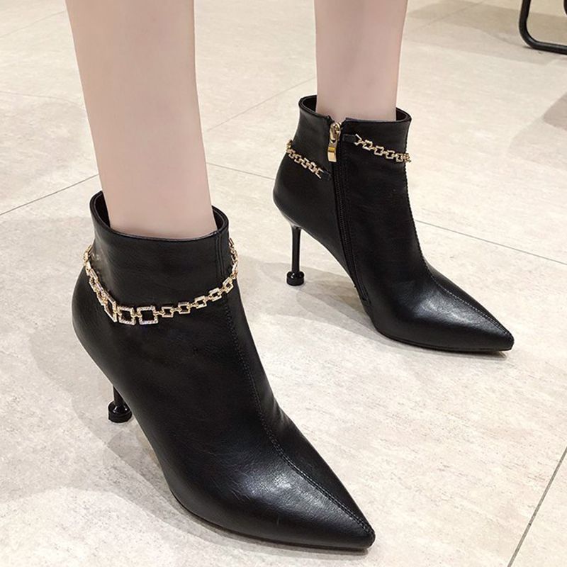 black pu ankle boots
