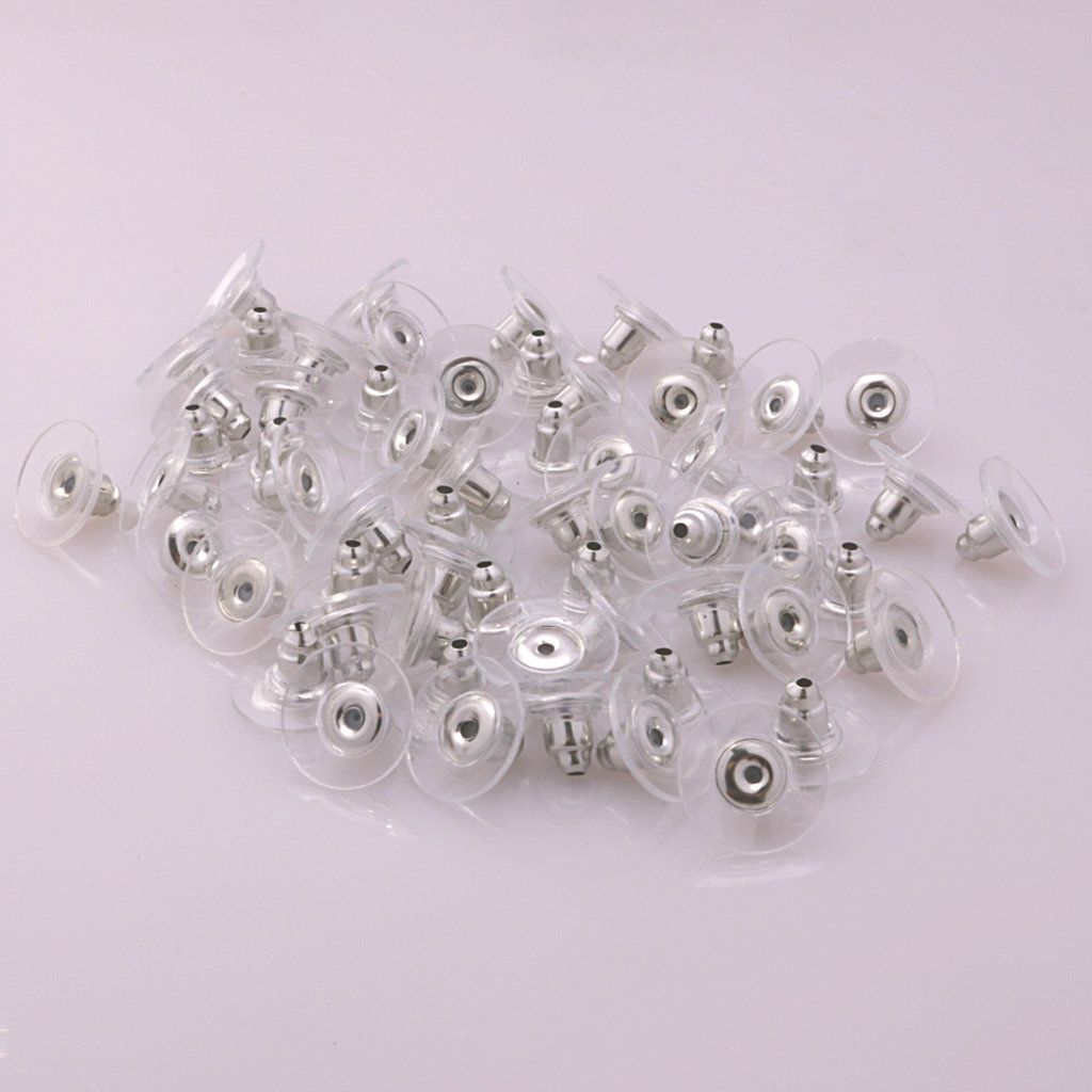 100pcs/lot Stud Earring Transparent Rubber Stoppers Silicone Round Ear  Plugging Blocked Earring Backs Stoppers Ear