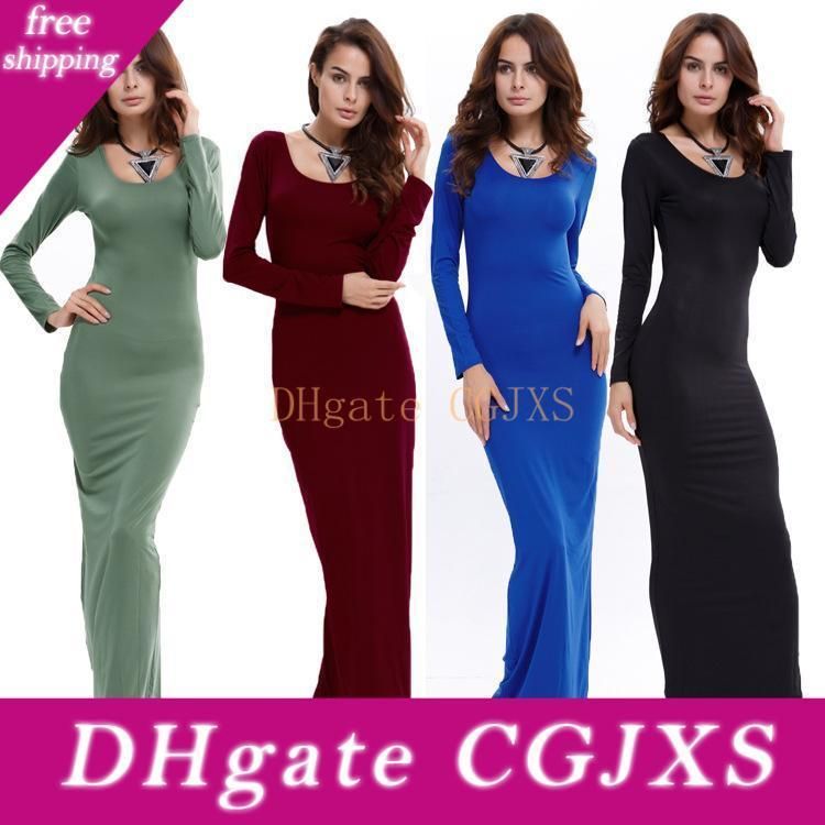 bodycon maxi dress long sleeve