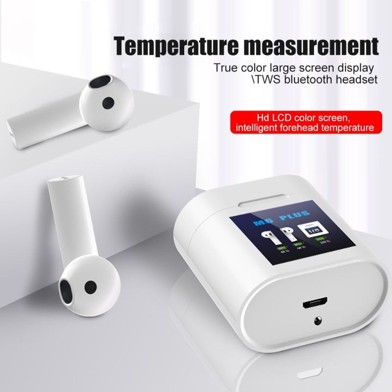 New M6 Wireless Bluetooth Earphones Tws Touch Control Headphones Charging Box Lcd Screen To Measure Body Temperature Earbud Headphones For Cell Phone Mobile Phone Headsets From Cccofficialstore 19 99 Dhgate Com