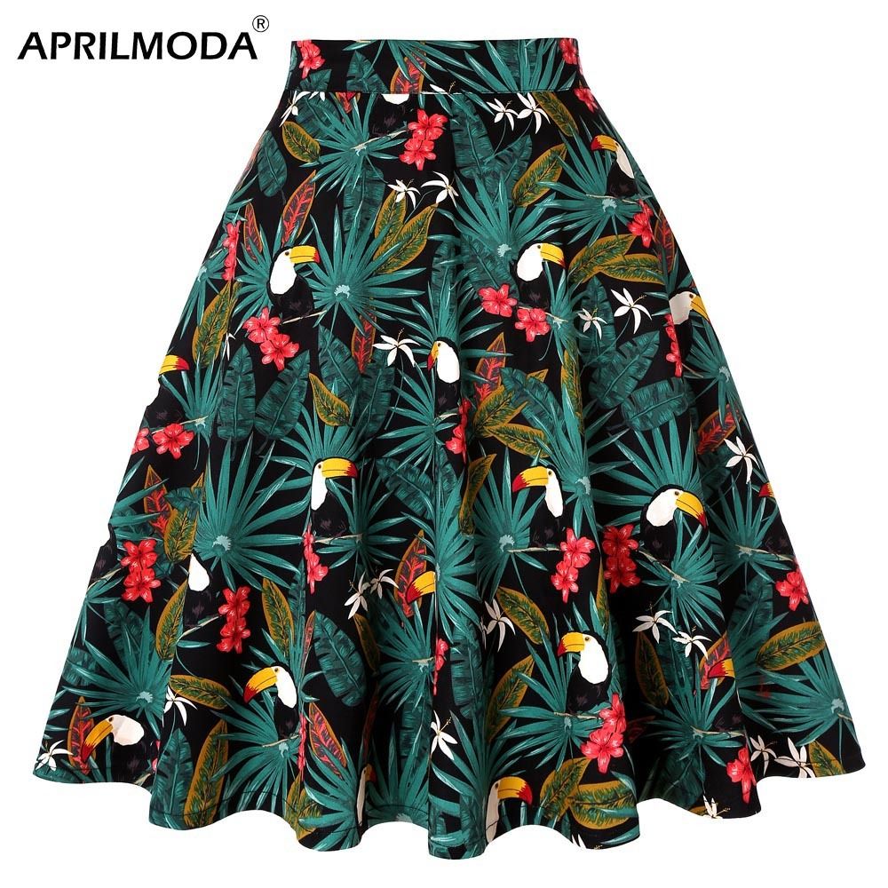 Clothink Women Leopard Printed High Waist Pleated Swing Long Skirts