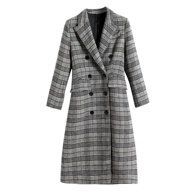 Womens long wool plaid coat Clearance