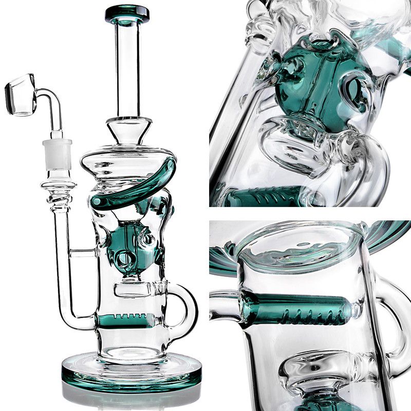 Best Dark Green Bong Swiss Perc Glass Water Bongs 14mm Joint Banger Dab