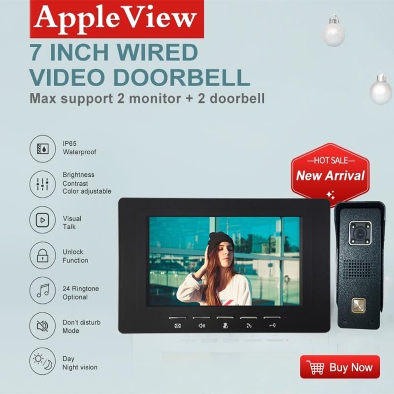 Garsent Video Doorbell 7inch Wired Waterproof Video Door Phone Doorbell Intercom System with 2 Monitor Support Night Vision Two-way Audio Doorbell Entry System for 1-Family House. uk