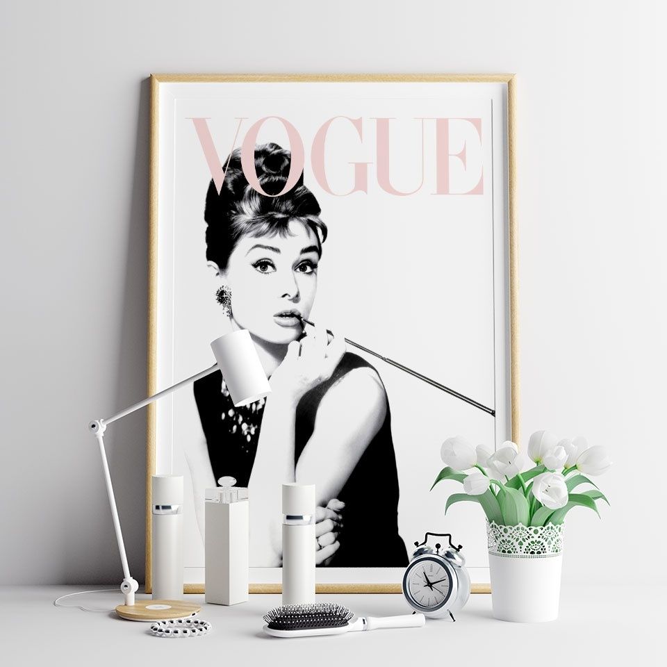 Parigi Moda Rivista Classico Sogno Ragazza Poster Vogue Audrey Hepburn Canvas Parete Arte Soggiorno Stanza Casa Audrey Hepburn Parete Quadri Decorazioni 40x60cmx1 No Cornice 