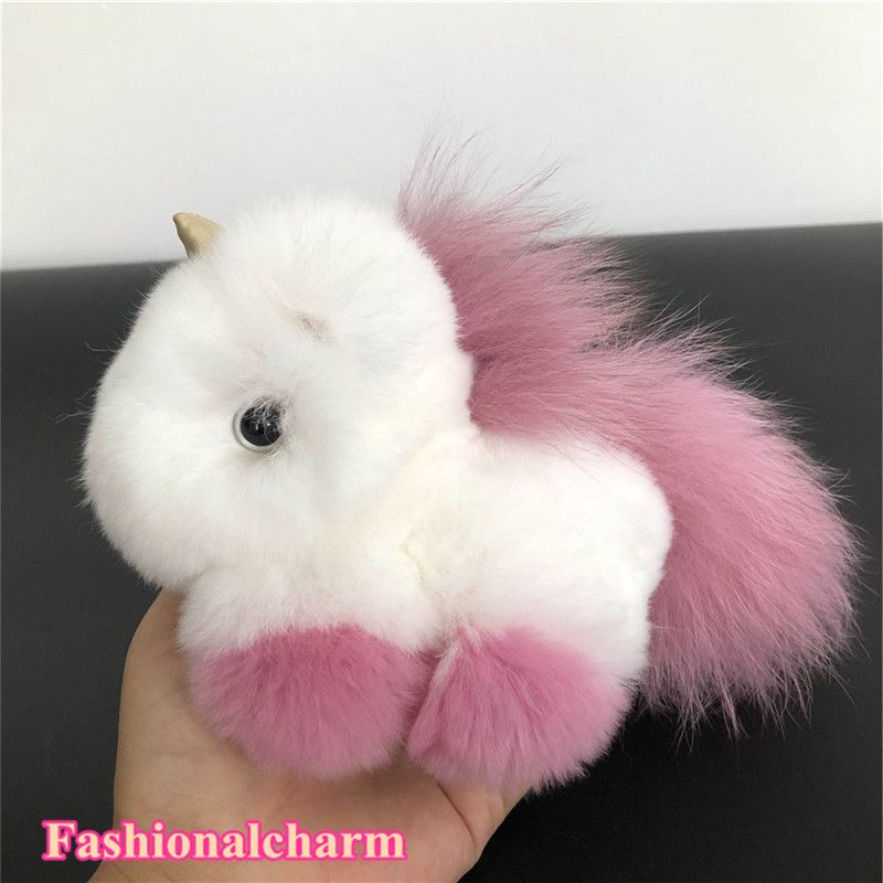 pink real rabbit rex fur unicorn