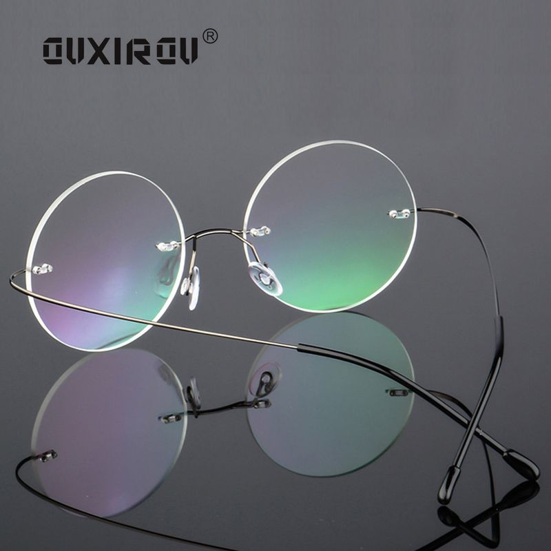 rimless round glasses frames