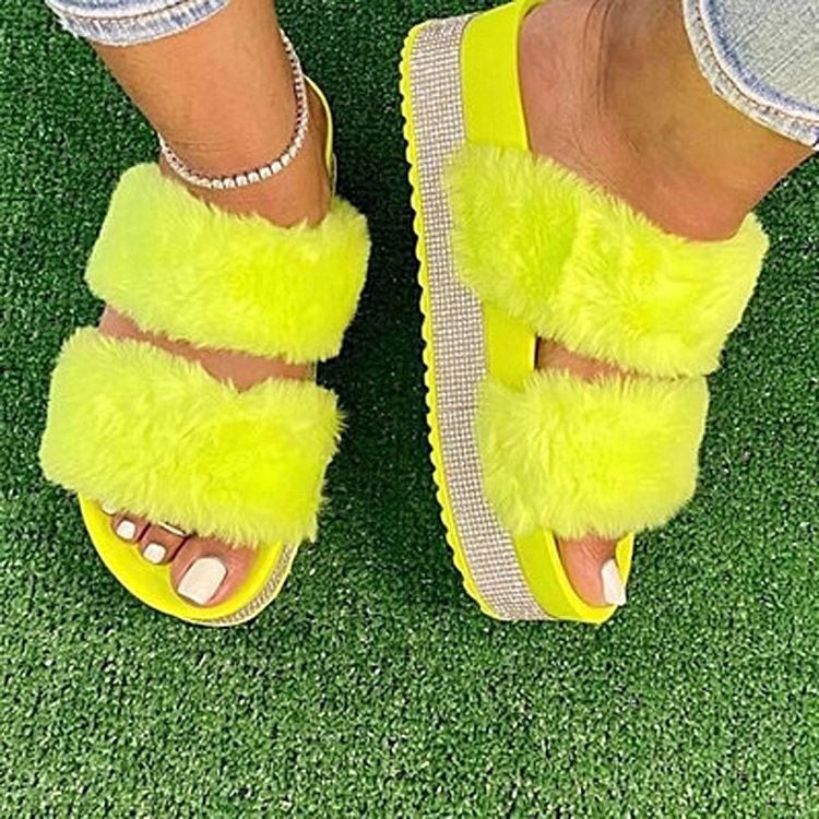 fluffy platform sandals