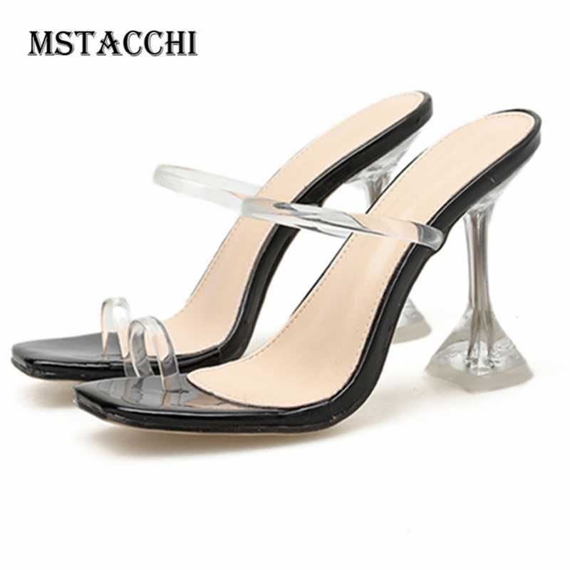 open toe perspex heels