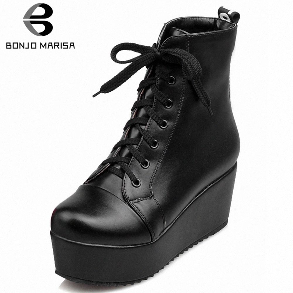 ladies black wedge boots