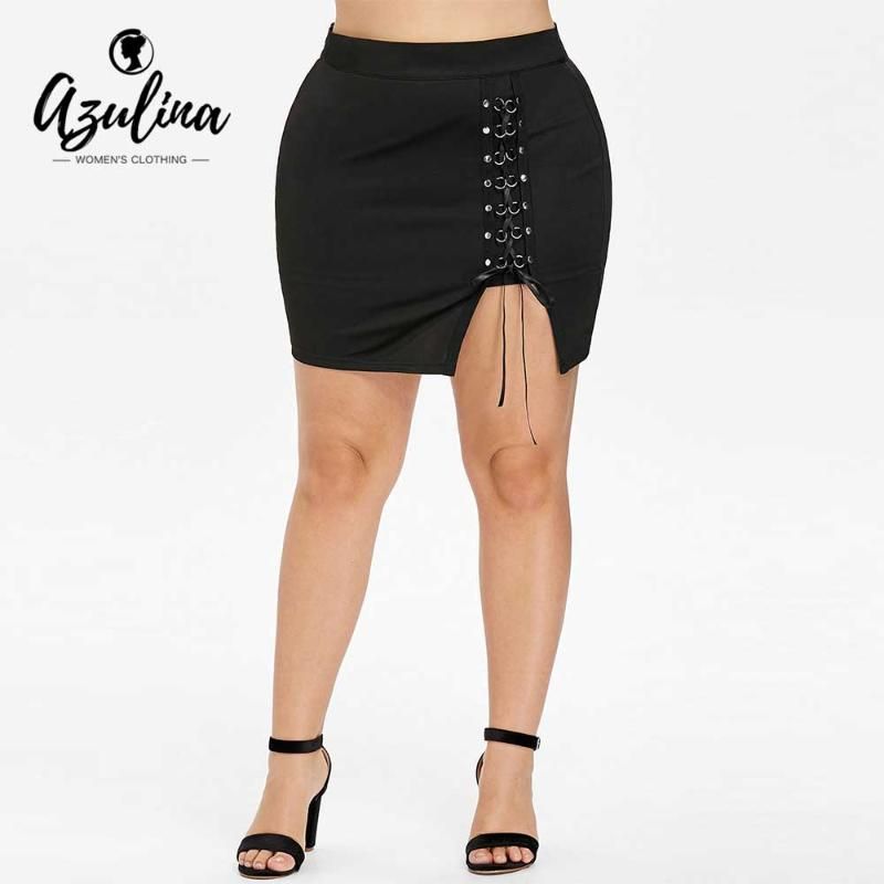 plus size lace up skirt