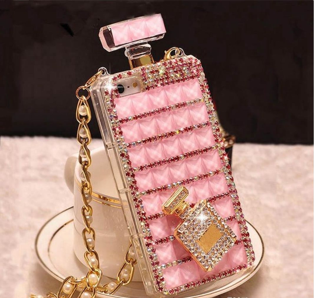 Luxury Design Perfume Bottle Blingbling Diamond Rhinestone Phone Case With Rope For Iphone 11 Pro Max Xr Xs Max 8 6 Se Plus Cell Phone Leather Cases Durable Cell Phone Cases From