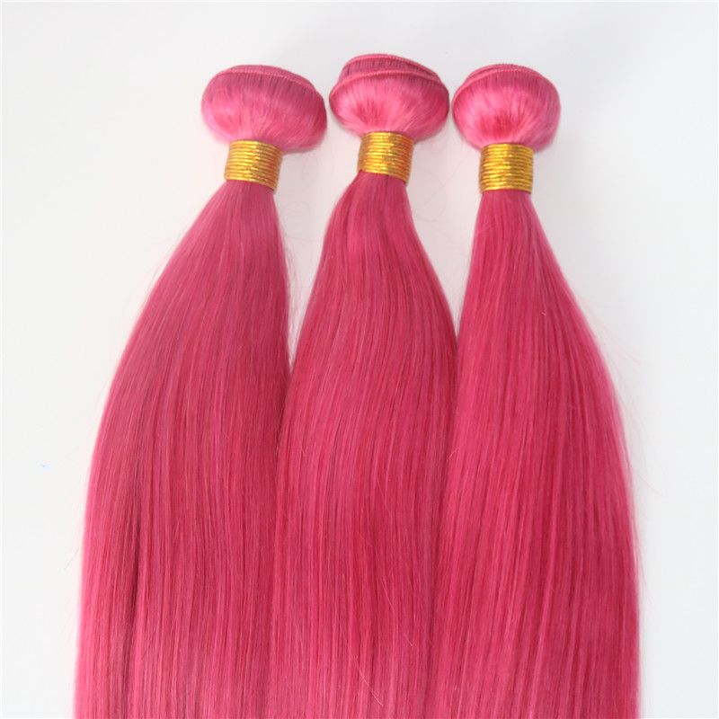 Extensions Hot Pink Fuchsia Human Hair Weaves Brazilian Straight Virgin 100gram/piece Extensions Hot Pink Fuchsia Human Hair Weaves Brazilian Straight Virgin 100gram/piece