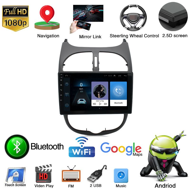 Best And Cheapest Car Video 9 Inch Android Car Video Dvd Navigation For Peugeot 206, Citroen C2 Multimedia Player Hd Screen Radio Fm Audio Handfree For Sale | Dhgate.com