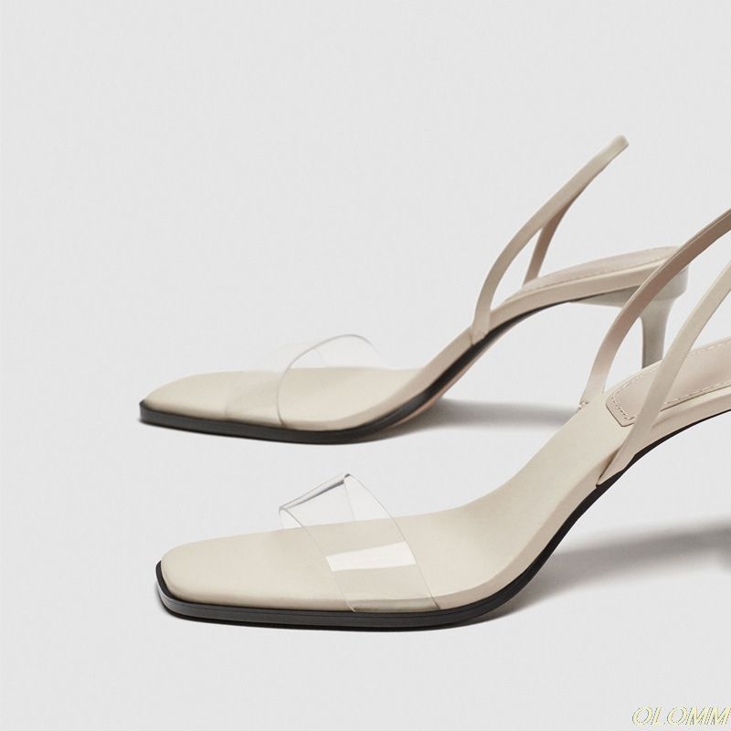 low heel clear sandals