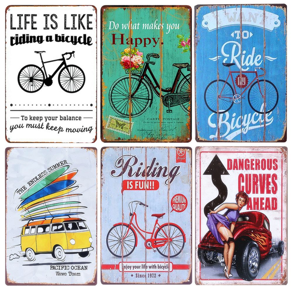 2020 RIDE BICYCLE Retro Metal Tin Signs BAR Pub Home Decor Wall Posters