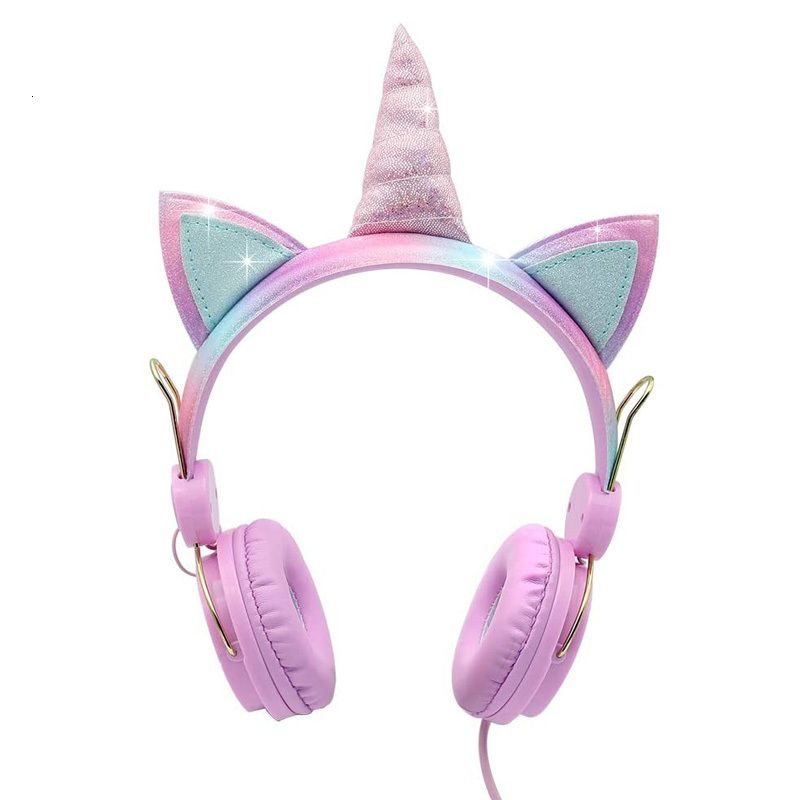 satin al leehur unicorn cocuklar kulaklik renkli elmas kiz kablolu kulaklik muzik stereo telefon kulaklik cocuk noel brithday hediye tl311 64