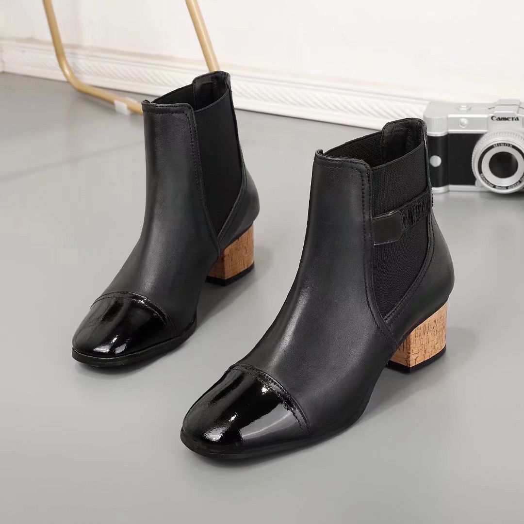 patent toe cap boots