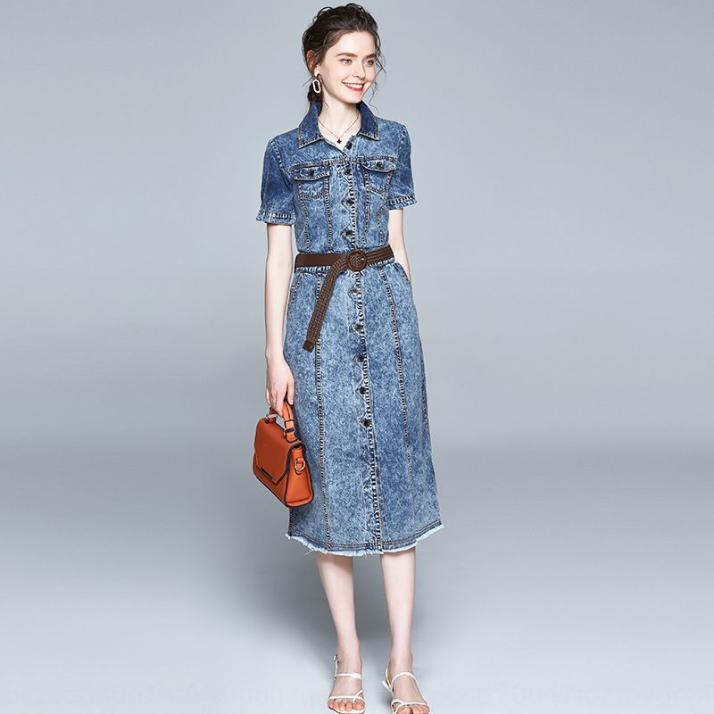 mid length denim dress