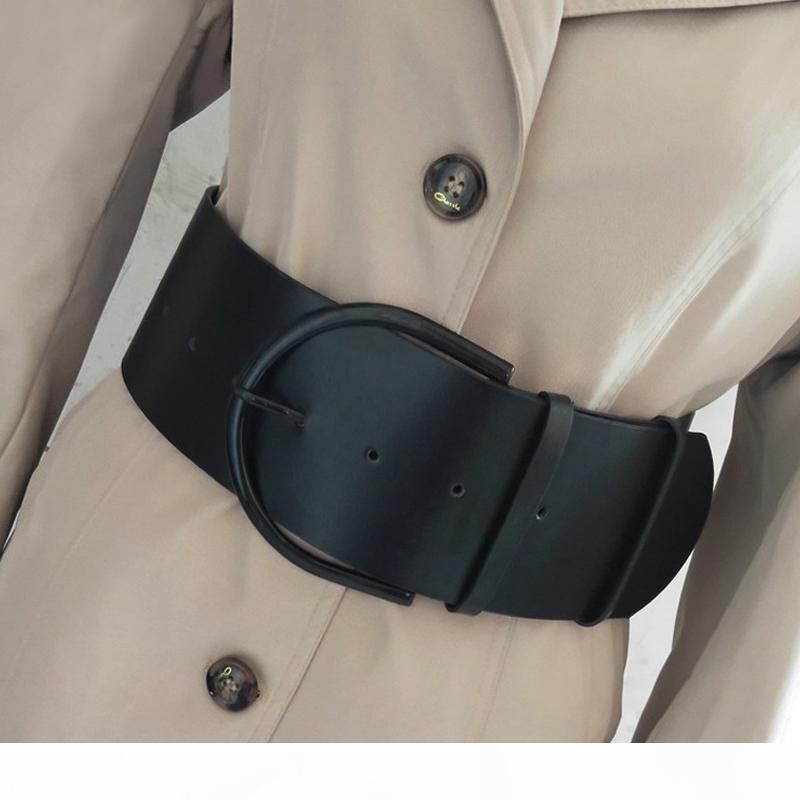 A Fashion Classic Round Buckle Ladies Wide Leather Belt Women ' ;S