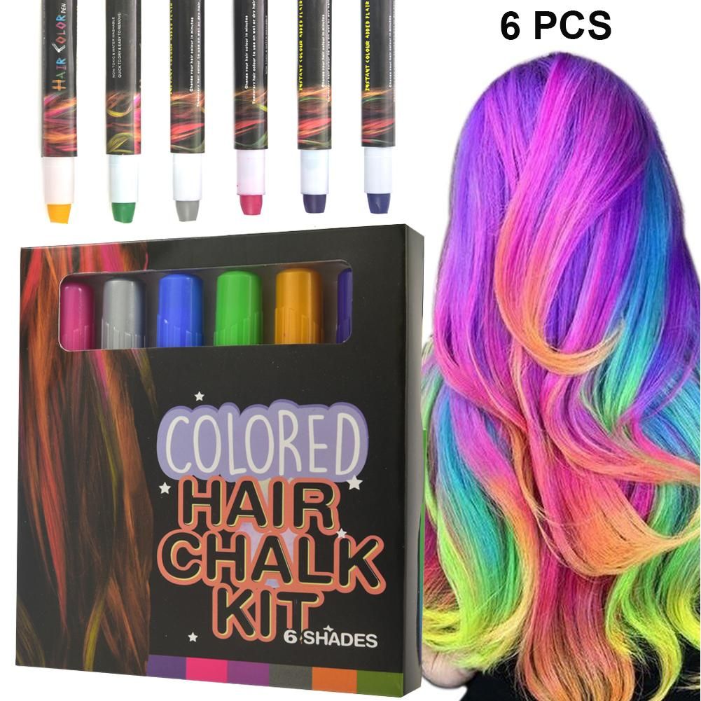 satin al 6adet renkli tek sac tebesir gecici cocuk sac boyasi kalem toksik olmayan tasinabilir yikanabilir sac boyasi kalem dogum gunu partisi cosplay tl141 58 tr dhgate com