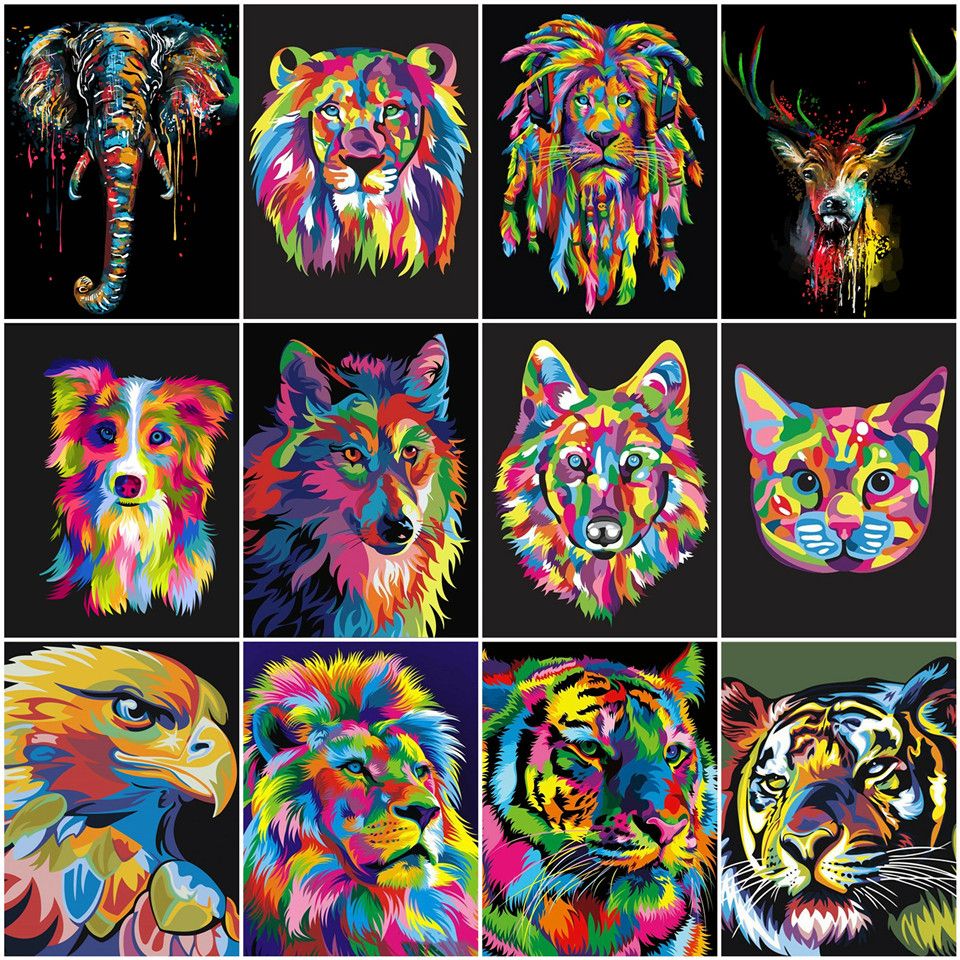 wall art Painting By Numbers Canvas Kits Animal Colorful Paint DIY Unframe Handpainted Gift Drawing By wall art Painting By Numbers Canvas Kits Animal Colorful Paint DIY Unframe Handpainted Gift Drawing By