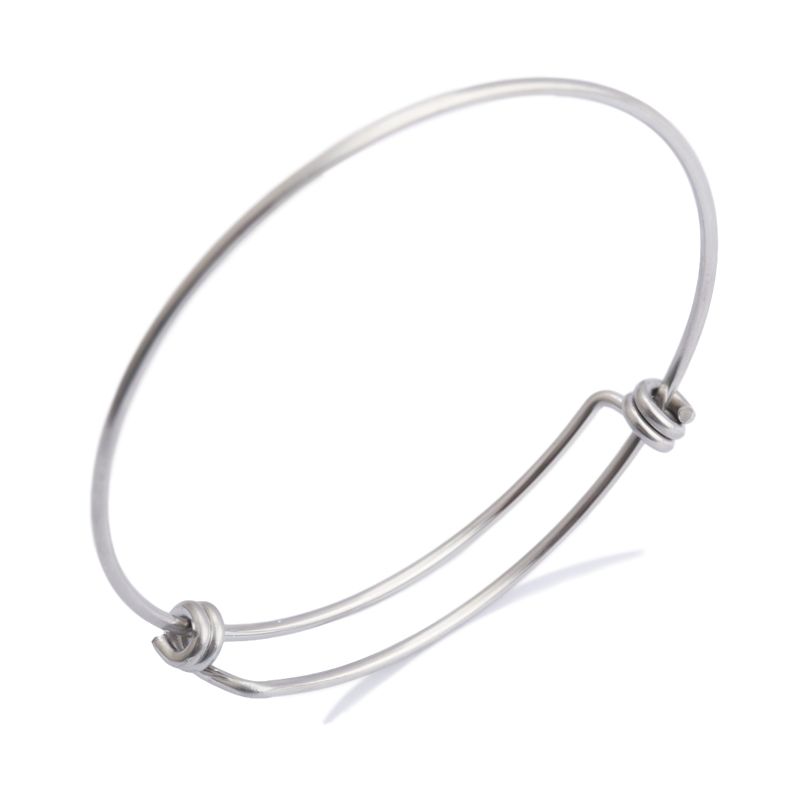 Stainless Steel Wire Adjustable Bangle Expandable Charms Bracelet Diy