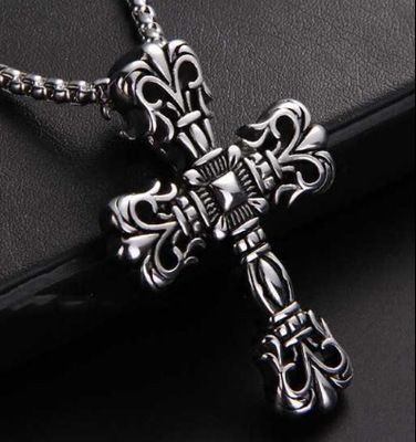 

2020 vintage cool scout flower cross pendant titanium steel assertive mens necklace trendy pendant accessories11, Silver