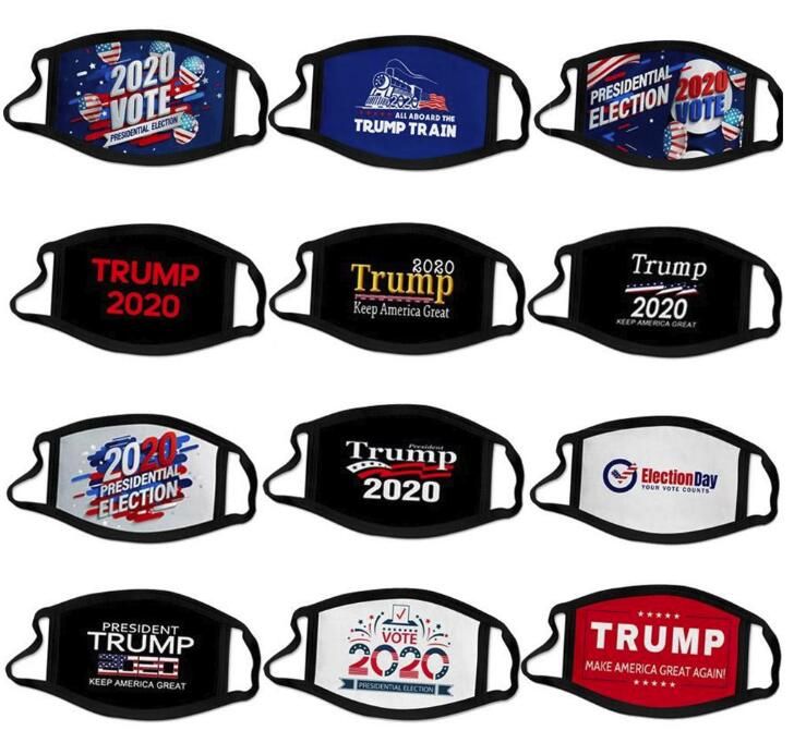 Amerikaanse voorraad 2020 verkiezing Trump Campagne Designer Gezichtsmasker Herbruikbare Zwarte Gezichtsmaskers Trump Print Protective Anti-Dust Mouth Cover