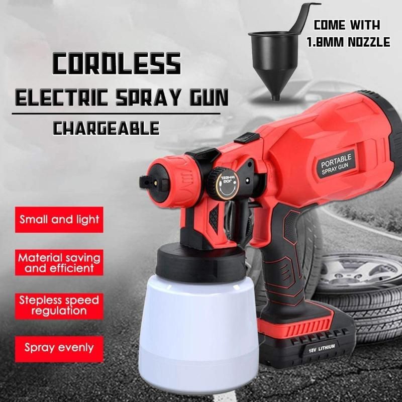 2021 18V Electric Cordless Spray Gun 800ml Household Paint Sprayer High Pressur Gun Flow Easy
