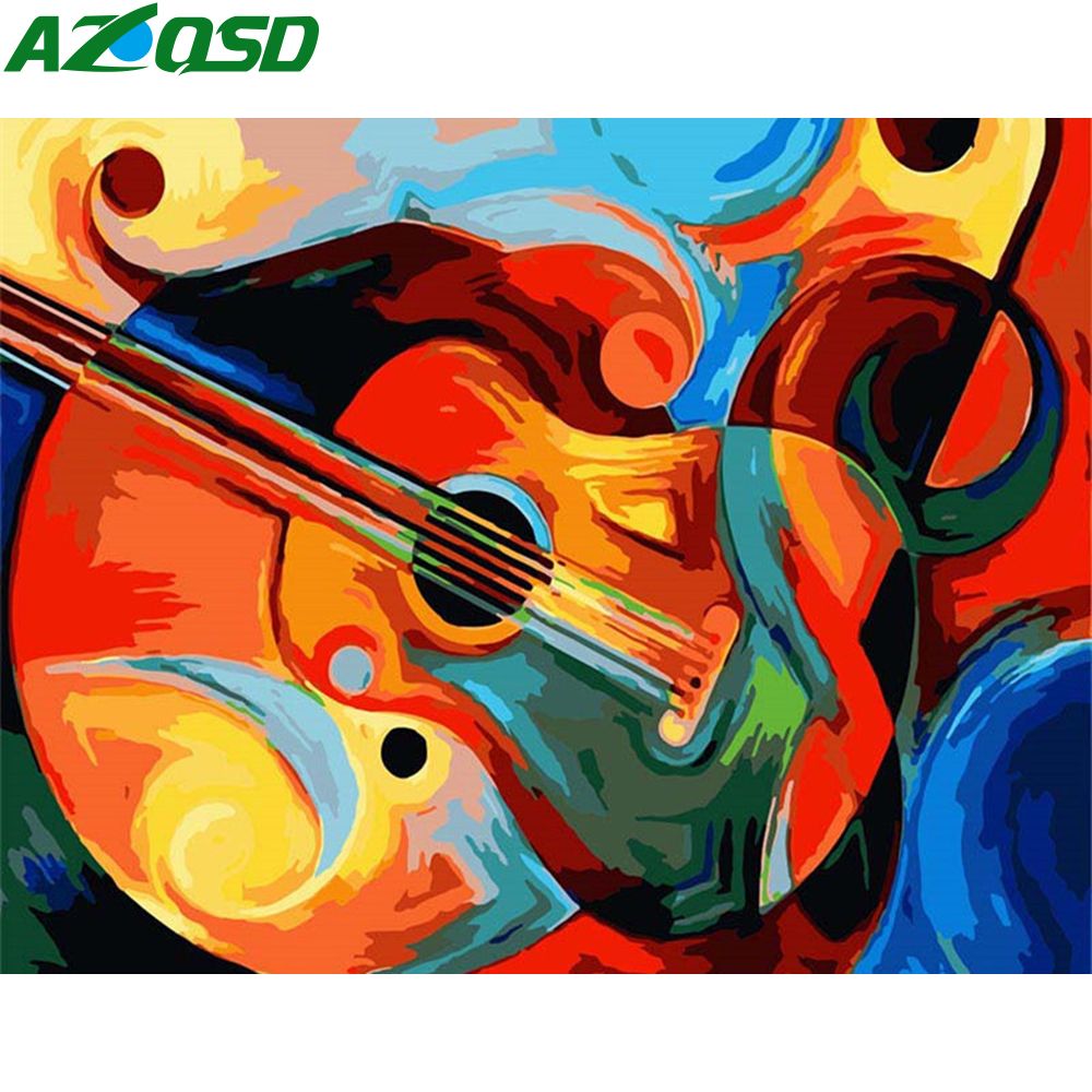 2020 Azqsd Unframe Paint By Number Canvas Kits Guitar Diy Drawing On Canvas Handpainted Painting Abstract Art Decor For Home From Goodcomfortable 8 1 Dhgate Com